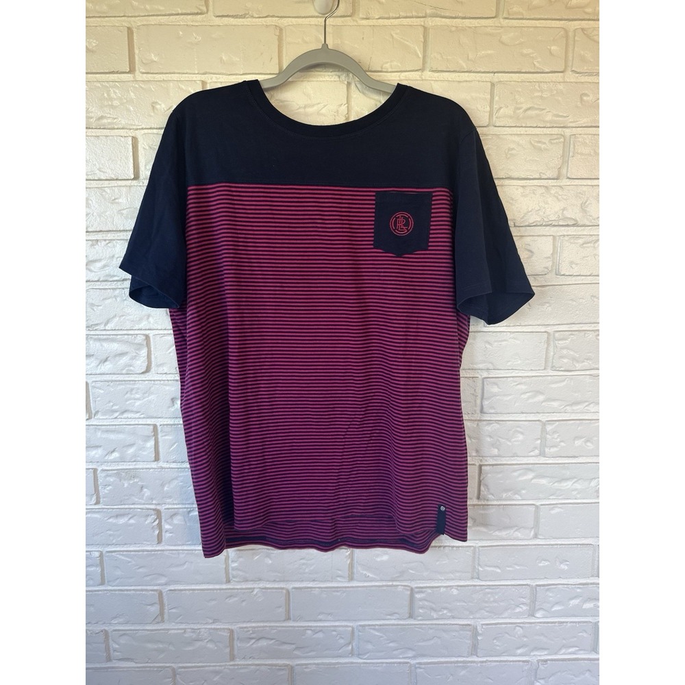 L-RL LAUREN ACTIVE LADIES NAVY/PINK COTTON TOP STRIPE PATTERN SHORT SLEEVE 2X